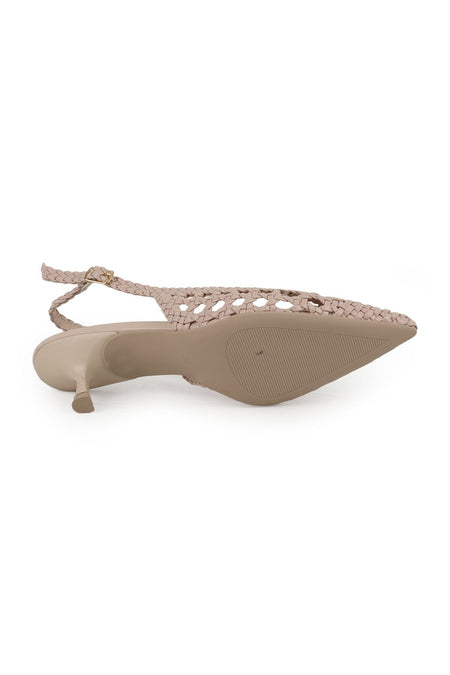 Women's Knitted Heeled Shoes Pointed Toe Short Goblet Heel Slingback Stylish Comfortable Tpu Sole L085.K265 - MALLTURK