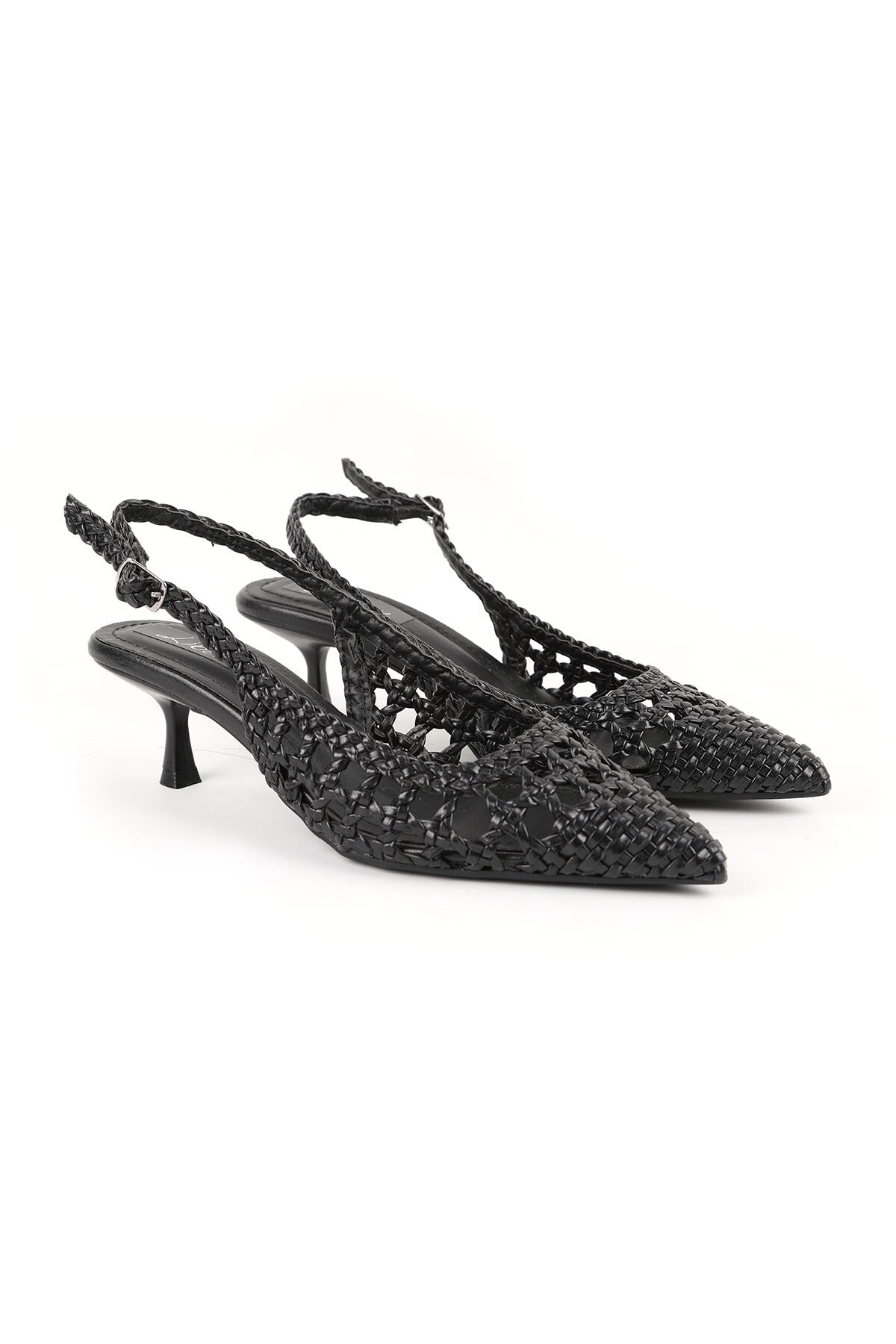 Women's Knitted Heeled Shoes Pointed Toe Short Goblet Heel Slingback Stylish Comfortable Tpu Sole L085.K265 - MALLTURK
