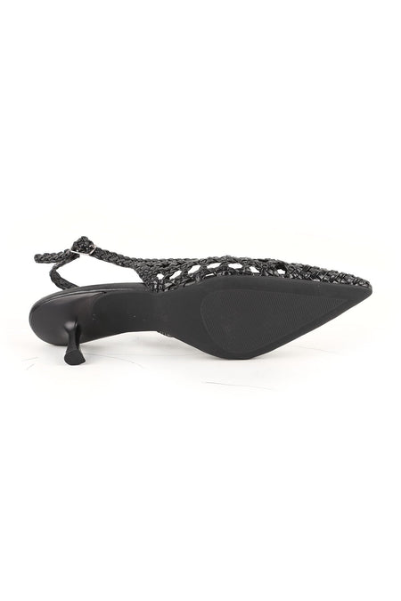 Women's Knitted Heeled Shoes Pointed Toe Short Goblet Heel Slingback Stylish Comfortable Tpu Sole L085.K265 - MALLTURK