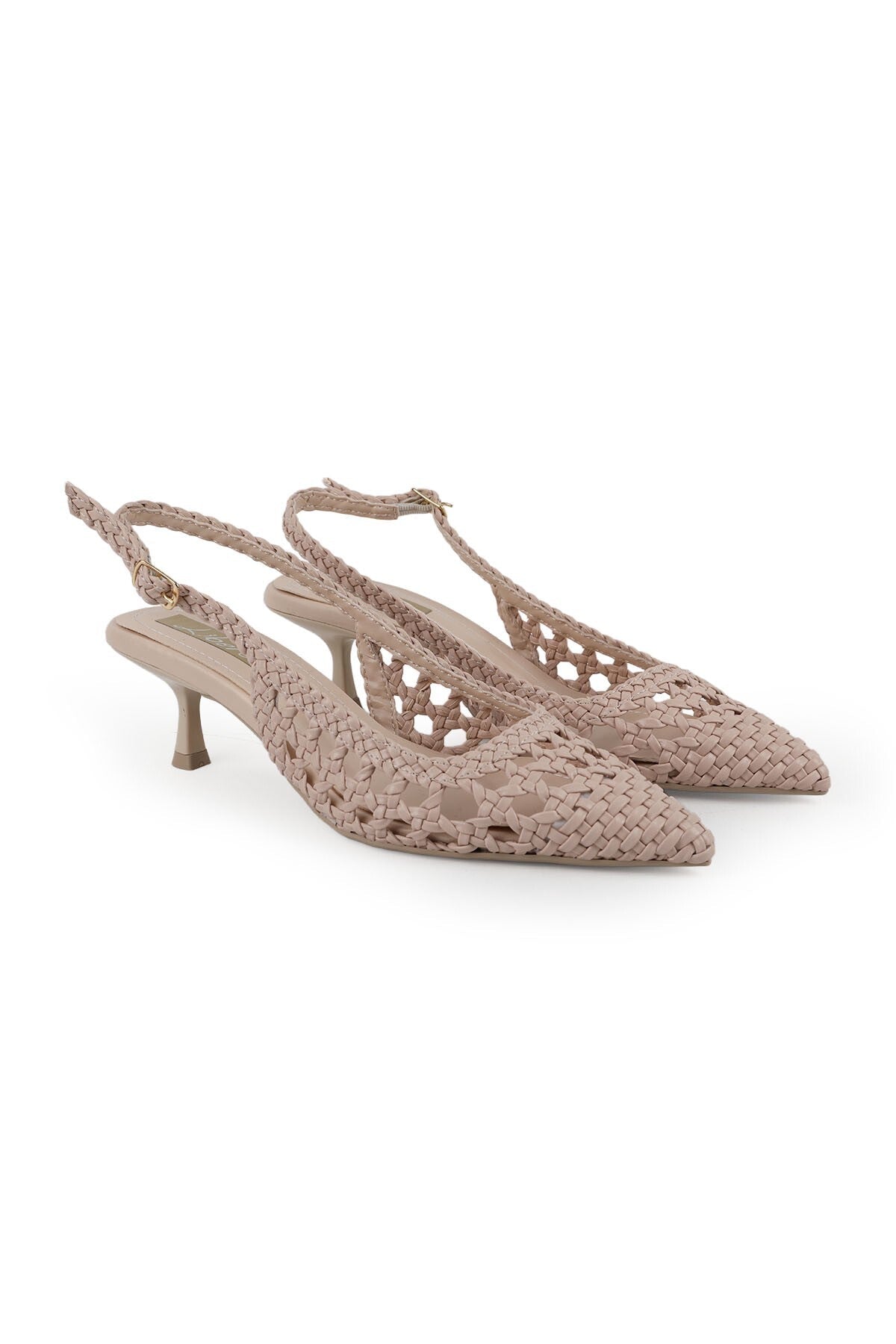Women's Knitted Heeled Shoes Pointed Toe Short Goblet Heel Slingback Stylish Comfortable Tpu Sole L085.K265 - MALLTURK