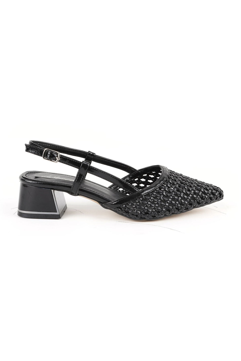Women's Knitted Patterned Heeled Shoes Pointed Toe Short Thick Heel Slingback Stylish Jurdan Sole 085K1104 - MALLTURK