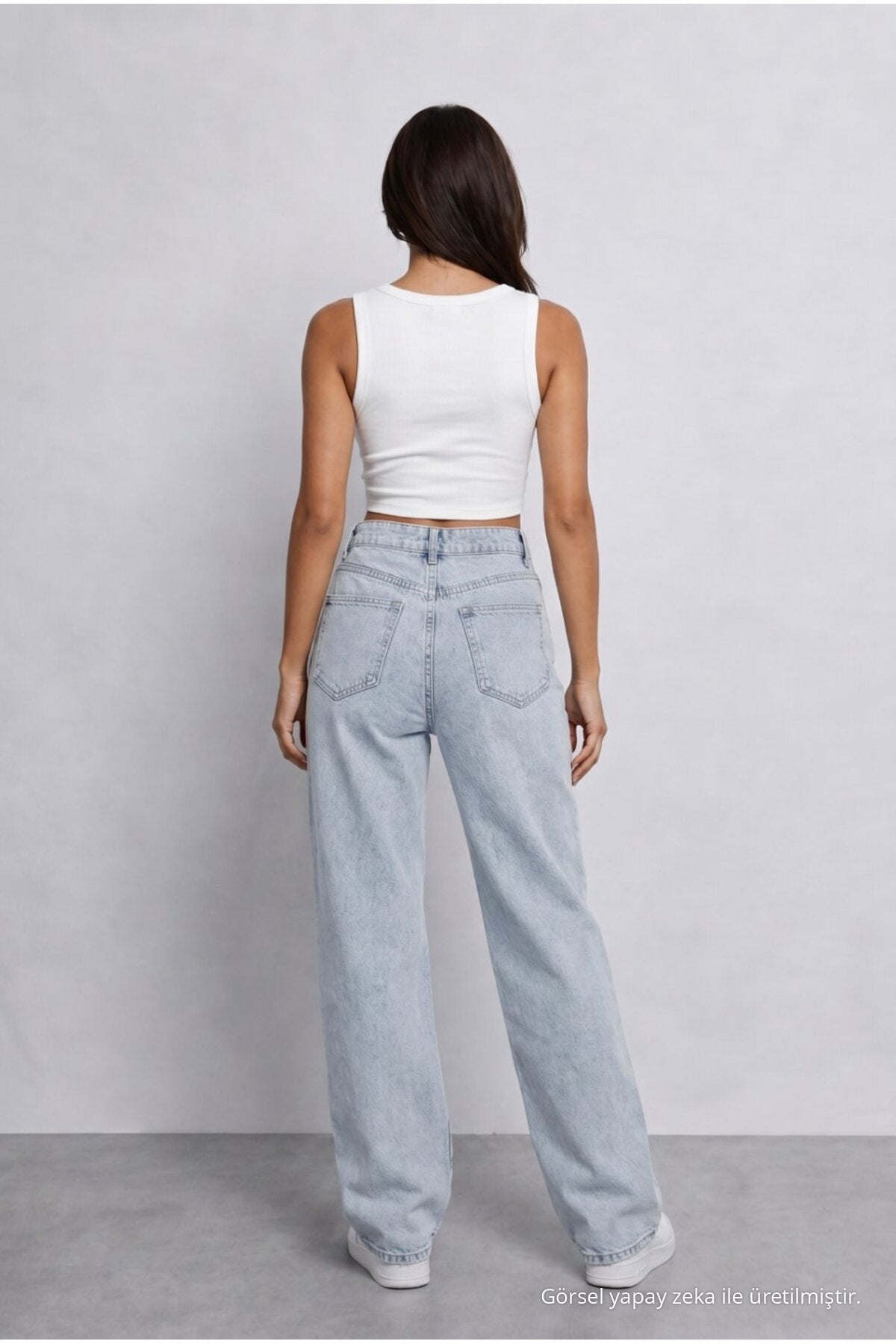 Women's Light Blue High Waist Wide Leg Loose Fitted Palazzo Pants - MALLTURK