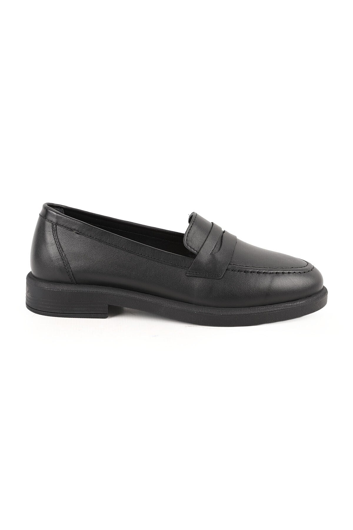 Women's Loafer Daily Comfortable Shoes Black Leather Flat Classic Lightweight Thermo Sole L04.703 - MALLTURK