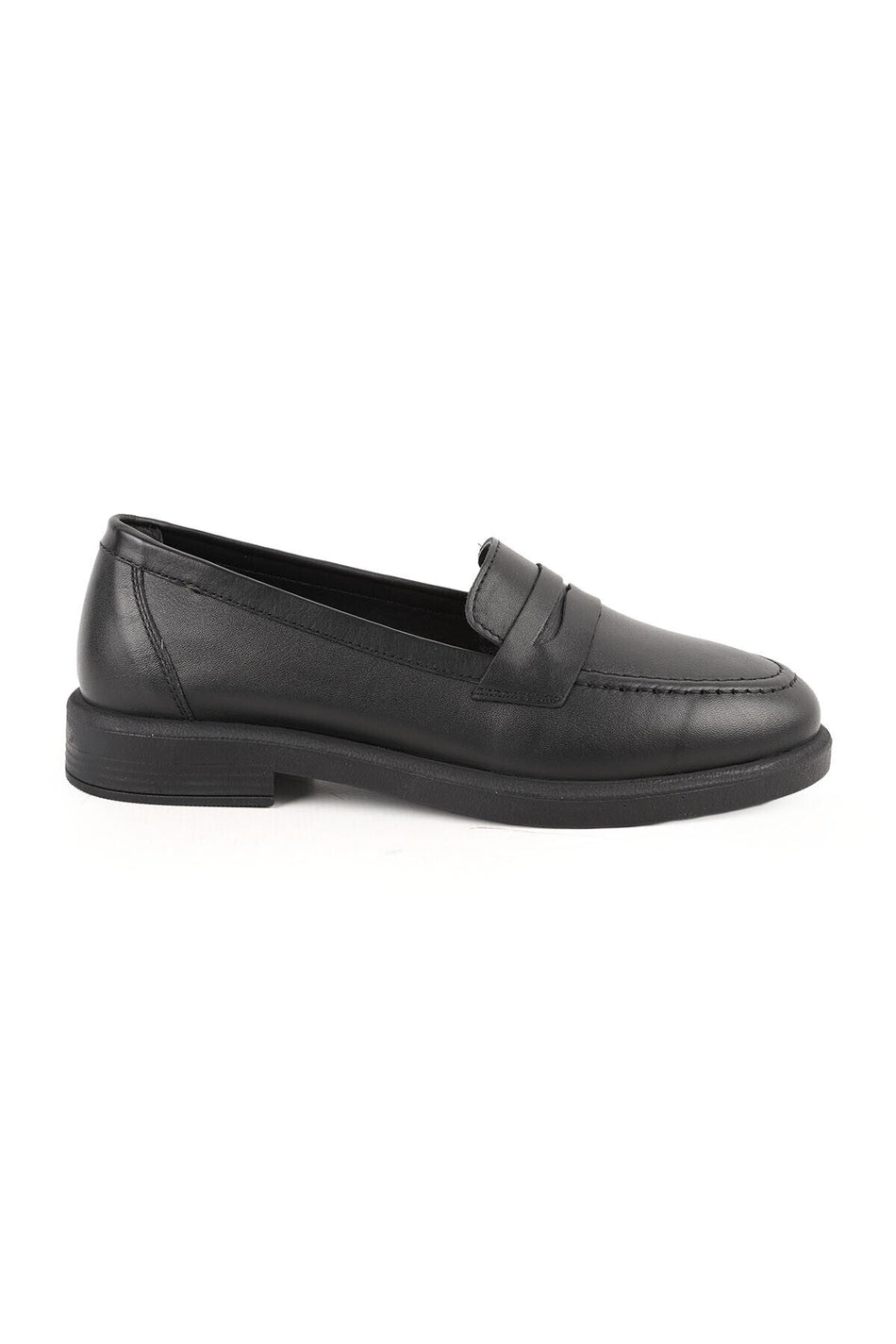 Women's Loafer Daily Comfortable Shoes Black Leather Flat Classic Lightweight Thermo Sole L04.703 - MALLTURK