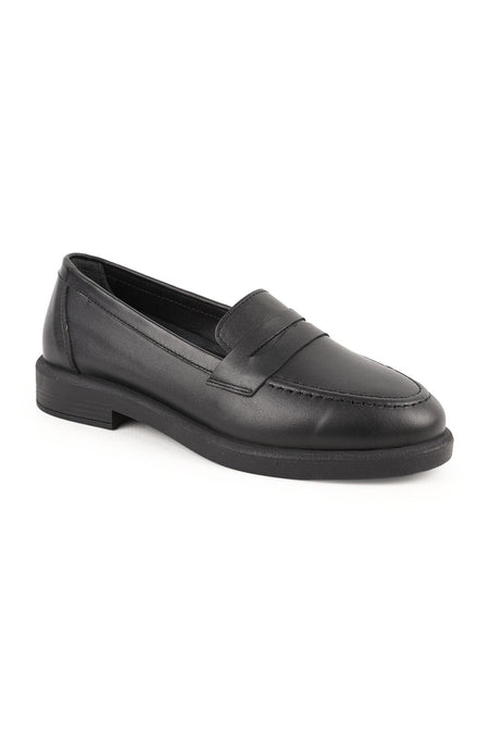 Women's Loafer Daily Comfortable Shoes Black Leather Flat Classic Lightweight Thermo Sole L04.703 - MALLTURK