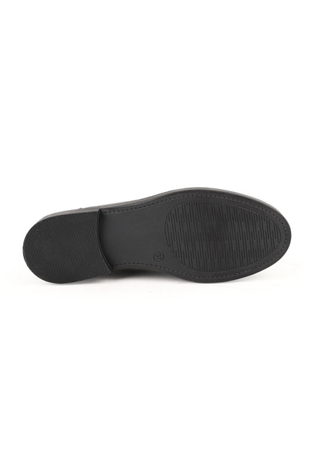 Women's Loafer Daily Comfortable Shoes Black Leather Lightweight Thermo Sole with Metal Accessories L04.702 - MALLTURK