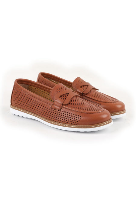 Women's Loafer Laser Cut Slip-On Orthopedic Poly Sole Comfort Mother's Shoes L10.2231 - MALLTURK