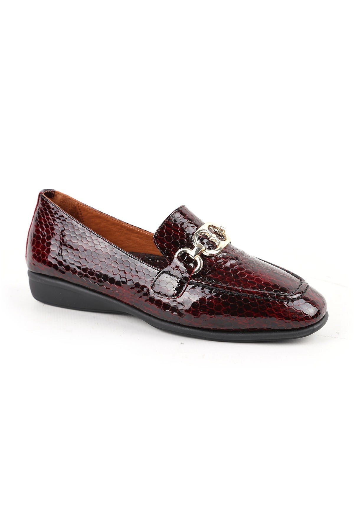 Women's Loafer Mother Shoes Croco Patent Leather Chain Slip-On L031.26142209 - MALLTURK