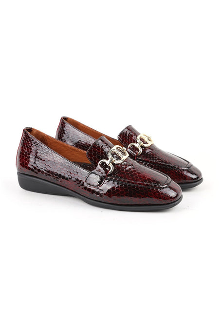 Women's Loafer Mother Shoes Croco Patent Leather Chain Slip-On L031.26142209 - MALLTURK