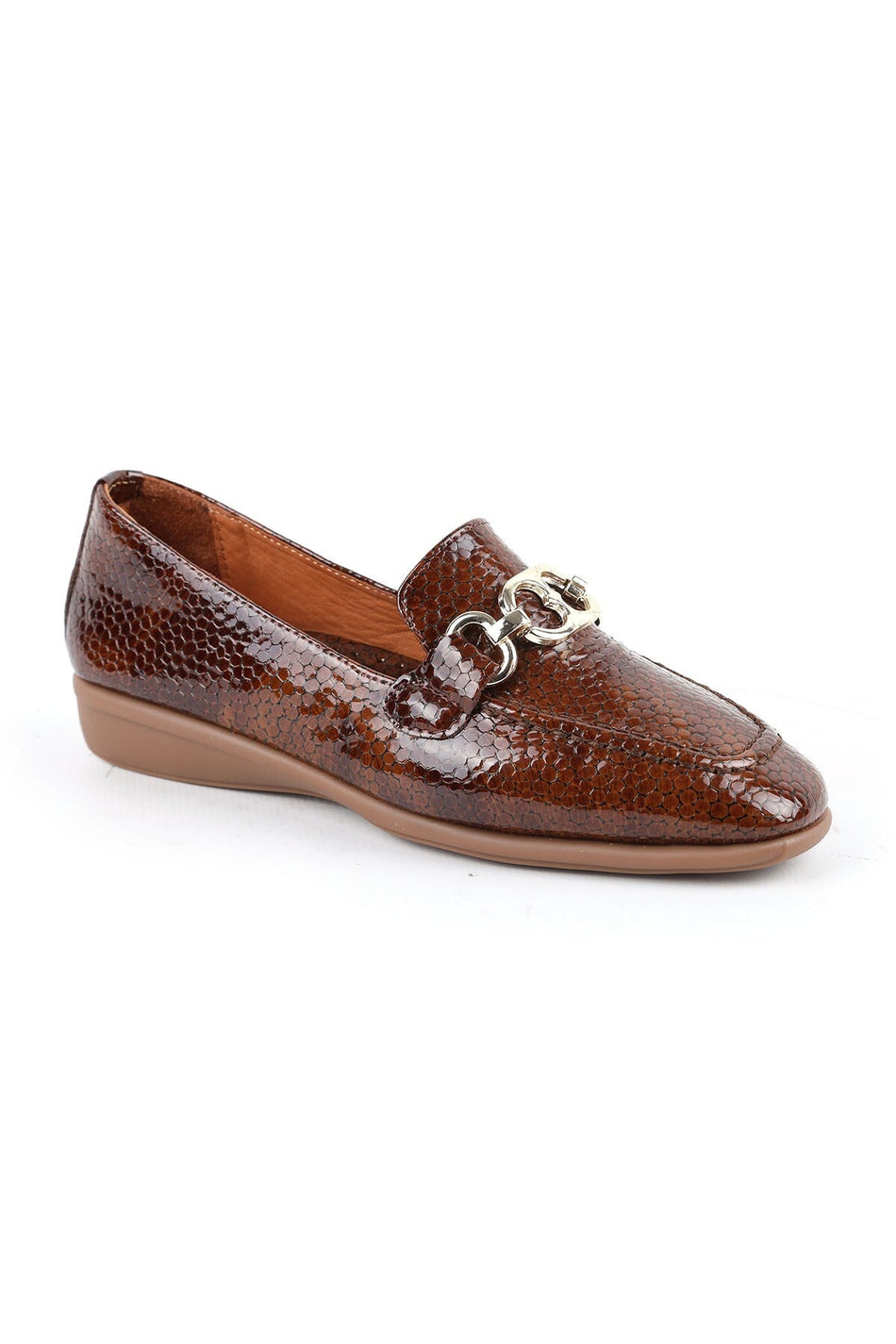 Women's Loafer Mother Shoes Croco Patent Leather Chain Slip-On L031.26142209 - MALLTURK
