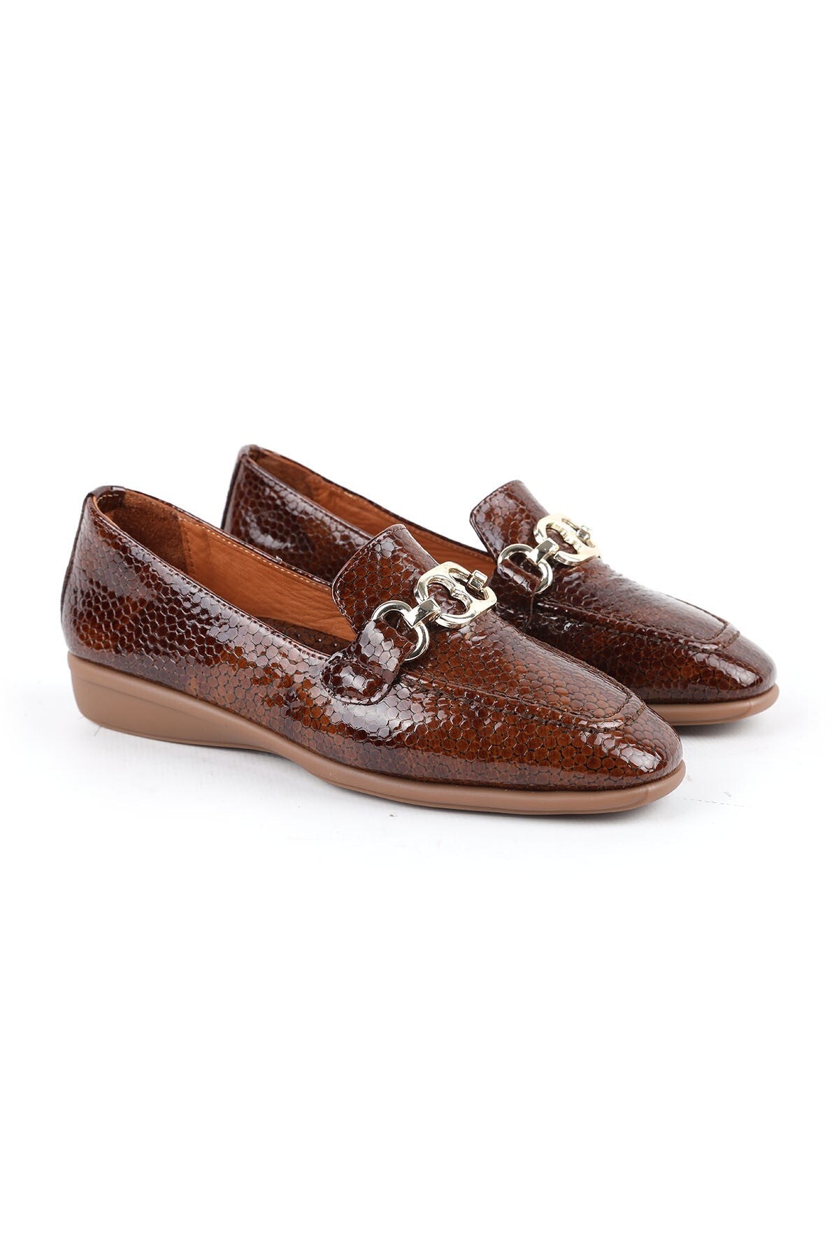 Women's Loafer Mother Shoes Croco Patent Leather Chain Slip-On L031.26142209 - MALLTURK