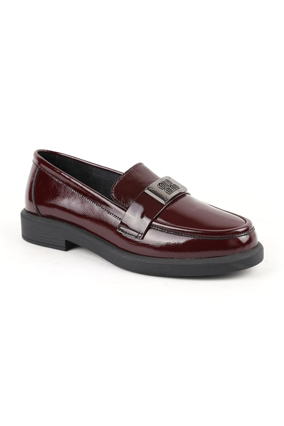 Women's Loafer Mother Shoes Shiny Patent Leather Thick Buckle Slip-On L061.528 - MALLTURK
