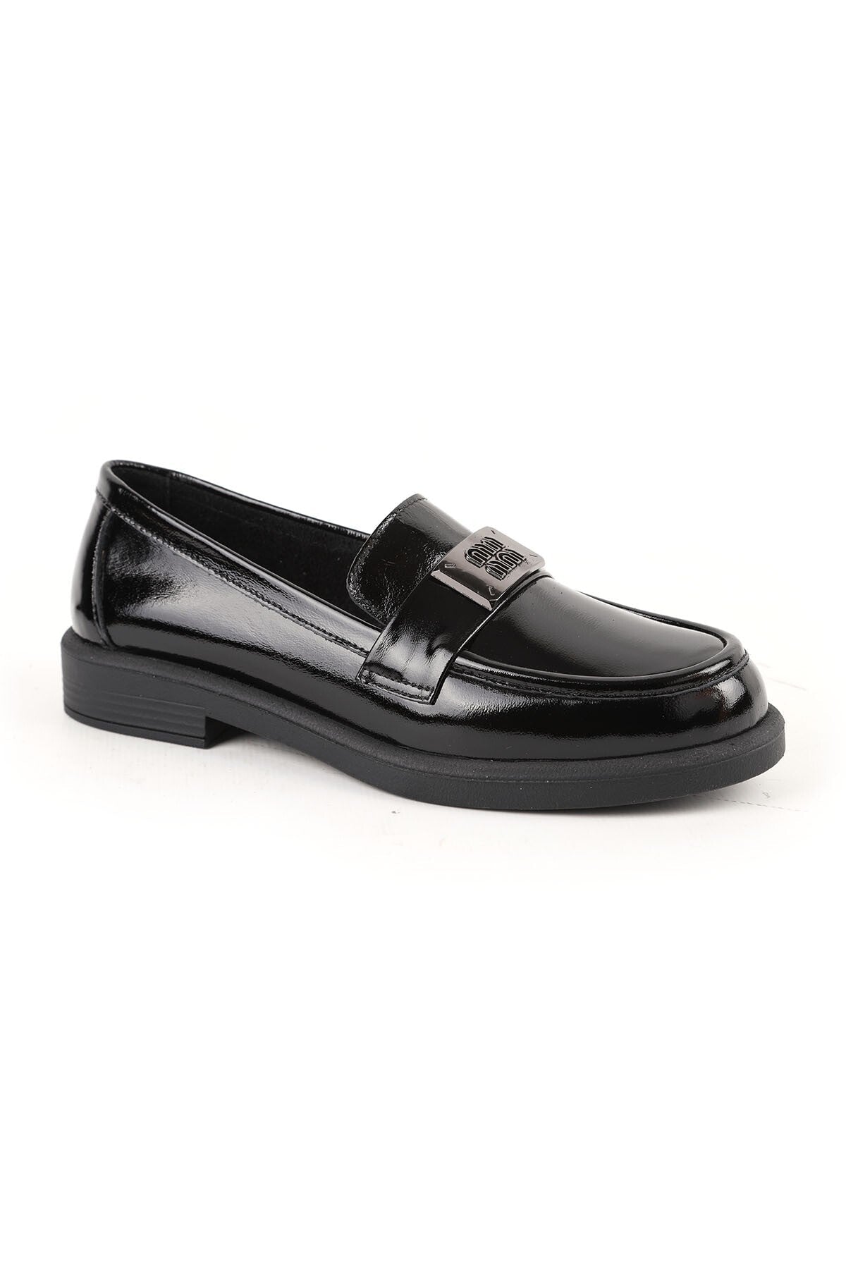 Women's Loafer Mother Shoes Shiny Patent Leather Thick Buckle Slip-On L061.528 - MALLTURK
