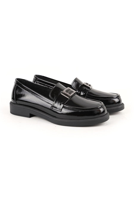 Women's Loafer Mother Shoes Shiny Patent Leather Thick Buckle Slip-On L061.528 - MALLTURK