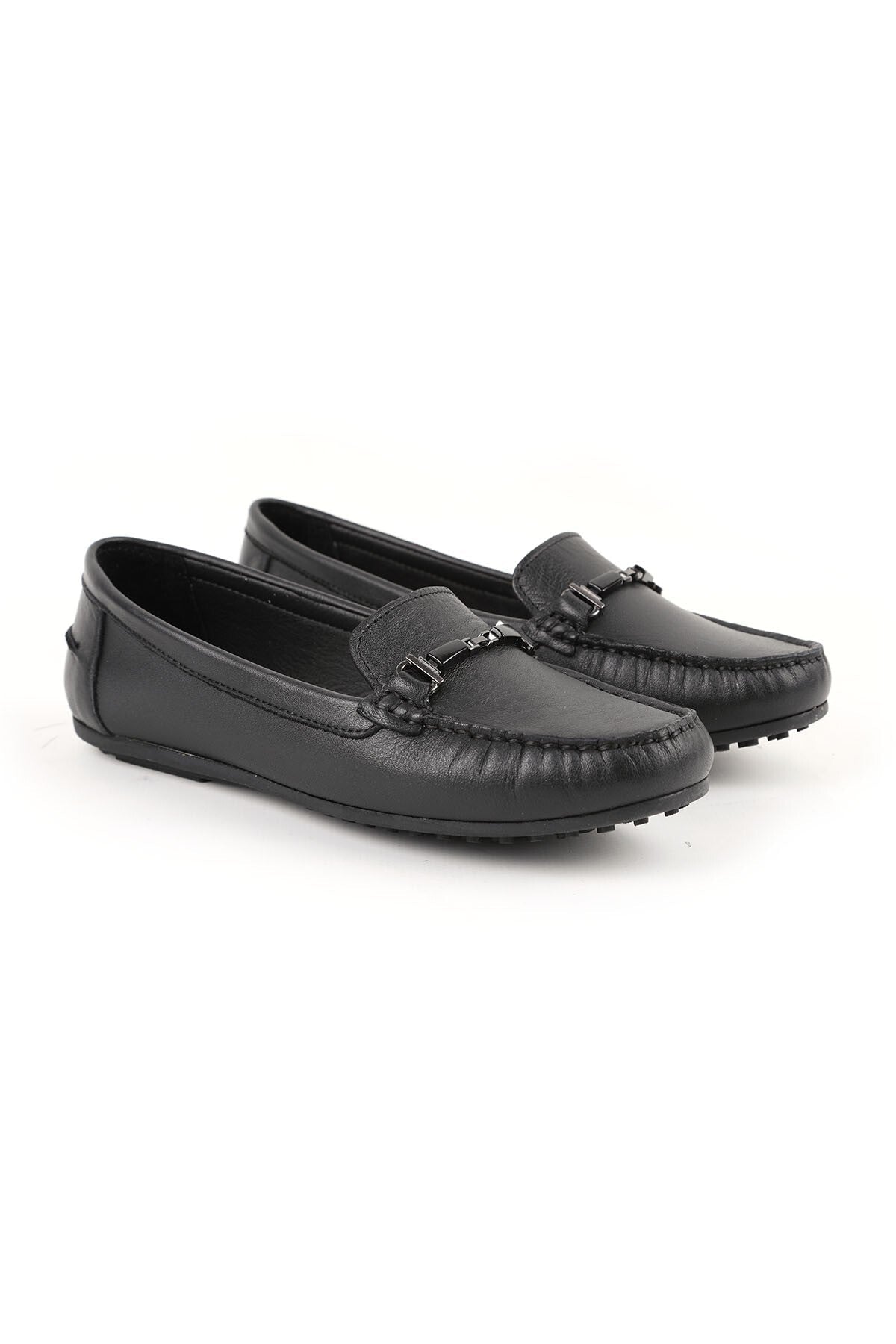 Women's Loafer Shoes Antique Look Metal Buckle Moccasin Stitched Flexible Thermo Sole Daily Wear 81.25701 - MALLTURK