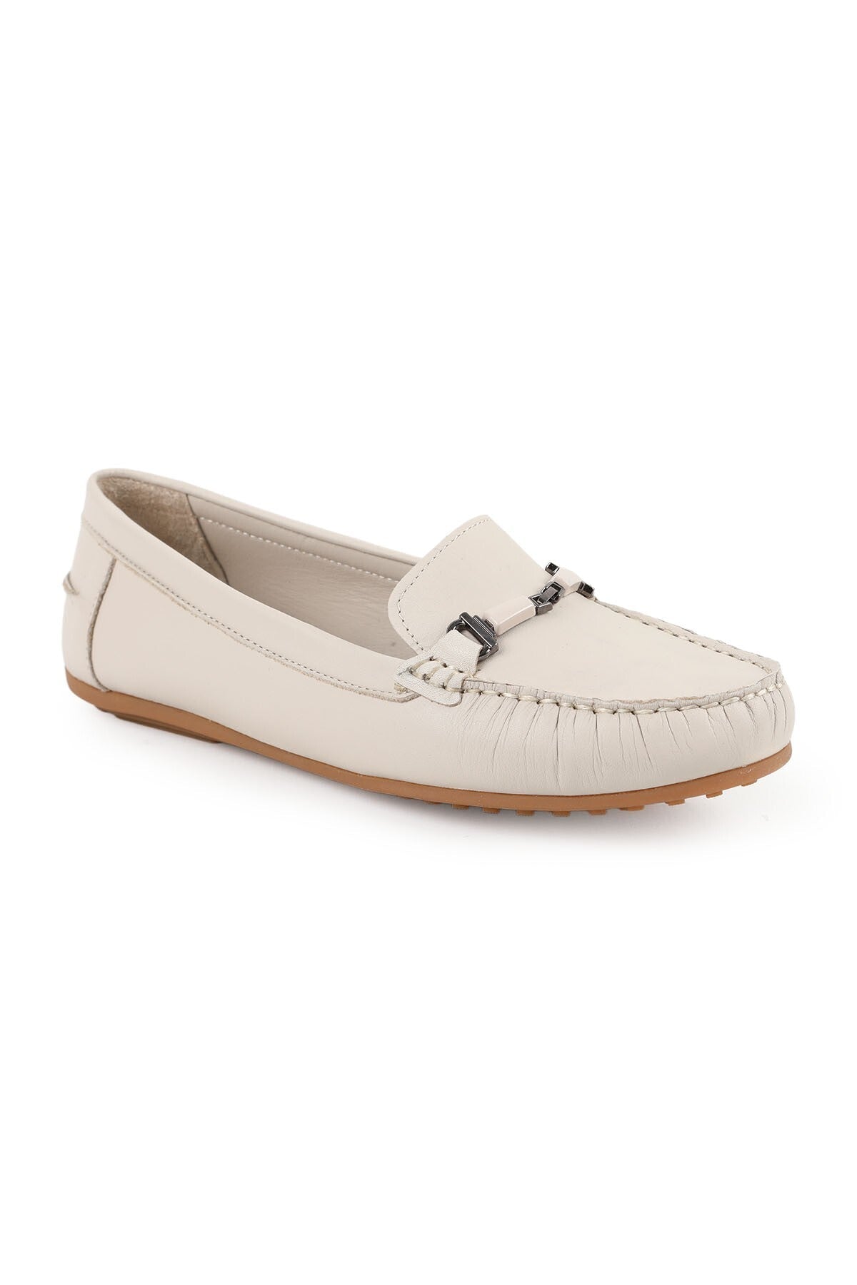 Women's Loafer Shoes Antique Look Metal Buckle Moccasin Stitched Flexible Thermo Sole Daily Wear 81.25701 - MALLTURK