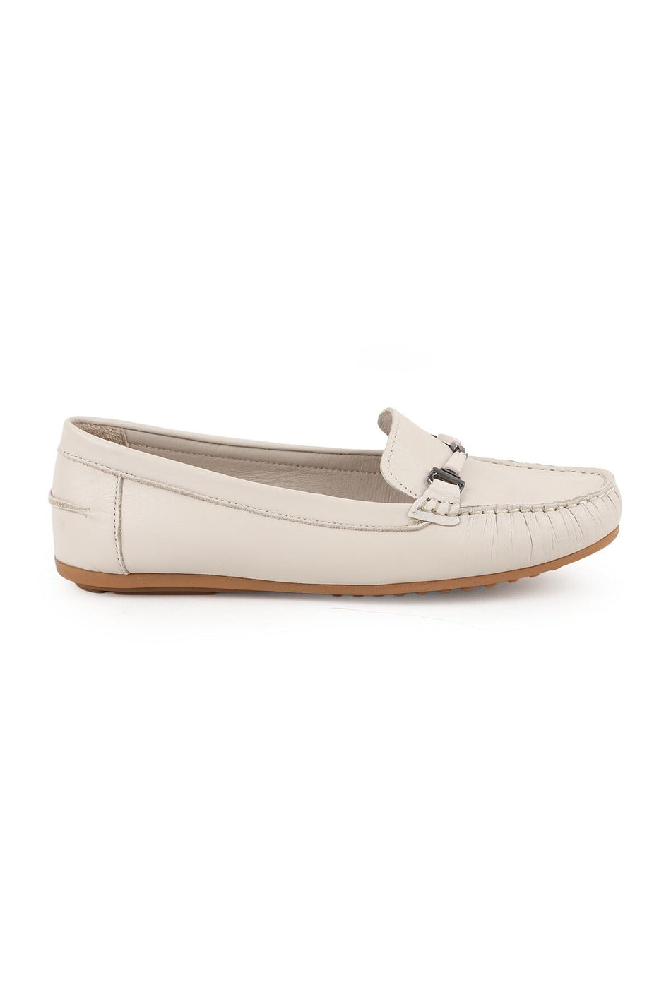 Women's Loafer Shoes Antique Look Metal Buckle Moccasin Stitched Flexible Thermo Sole Daily Wear 81.25701 - MALLTURK