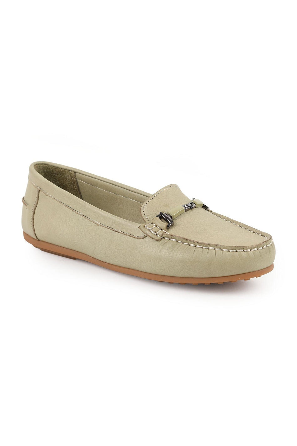 Women's Loafer Shoes Antique Look Metal Buckle Moccasin Stitched Flexible Thermo Sole Daily Wear 81.25701 - MALLTURK