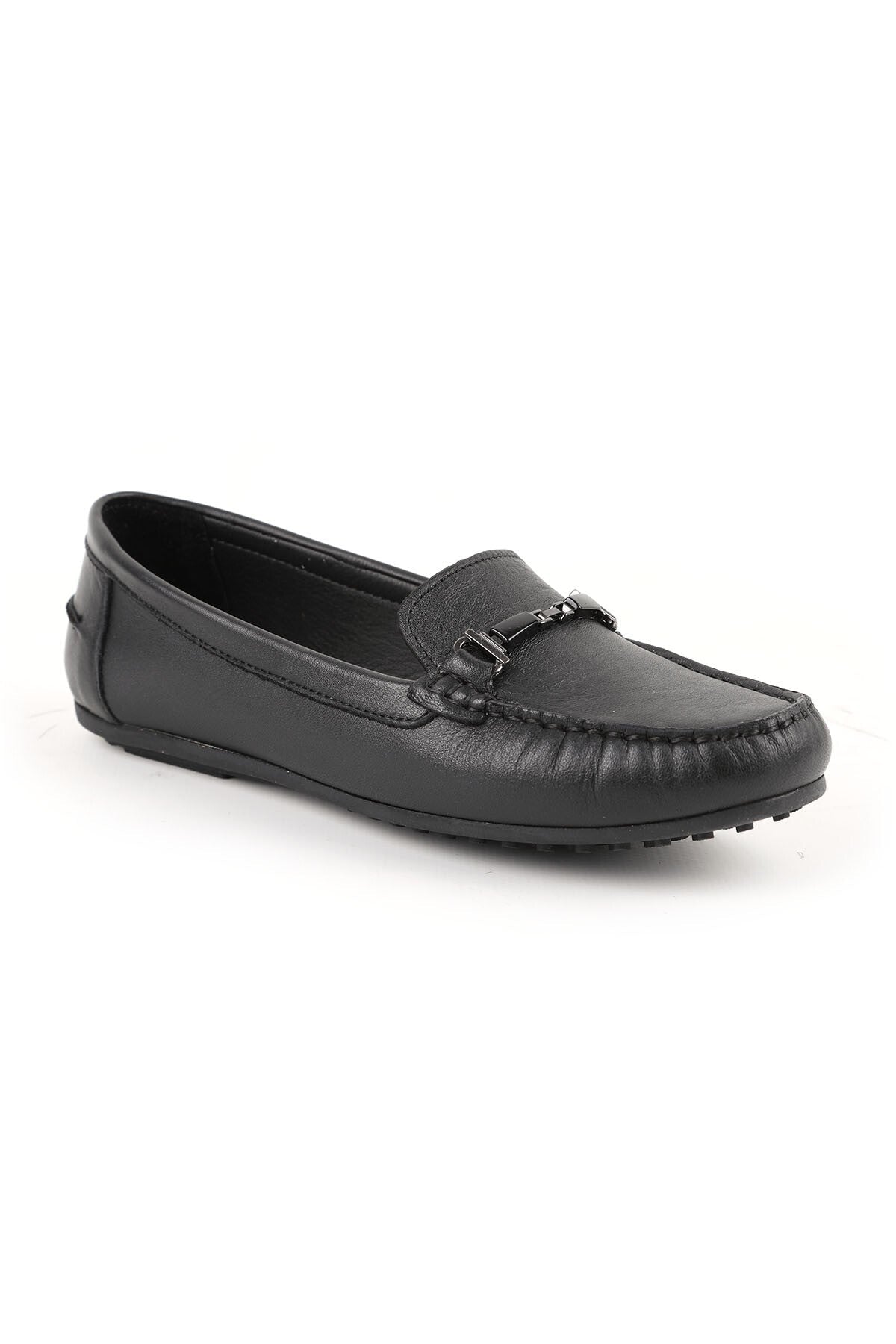 Women's Loafer Shoes Antique Look Metal Buckle Moccasin Stitched Flexible Thermo Sole Daily Wear 81.25701 - MALLTURK