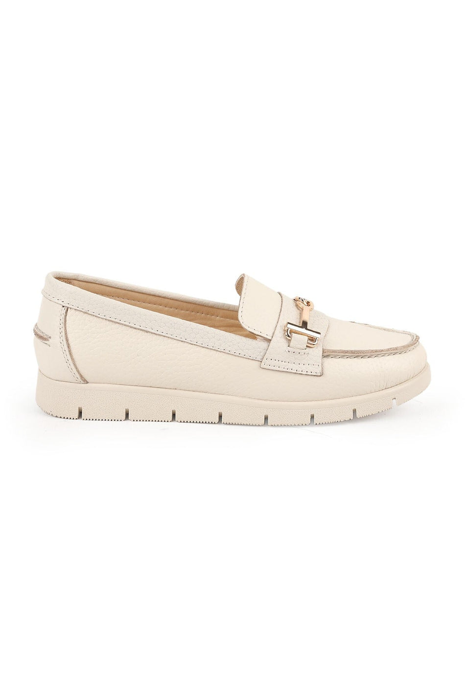 Women's Loafer Shoes Floter Genuine Leather Look Metal Buckle Lightweight Thick Flexible Eva Sole Daily Wear - MALLTURK
