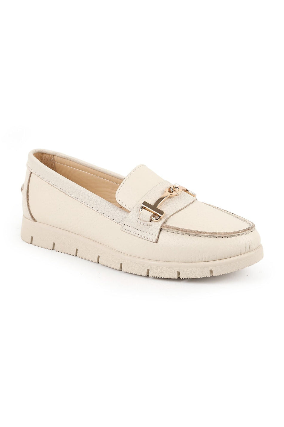 Women's Loafer Shoes Floter Genuine Leather Look Metal Buckle Lightweight Thick Flexible Eva Sole Daily Wear - MALLTURK