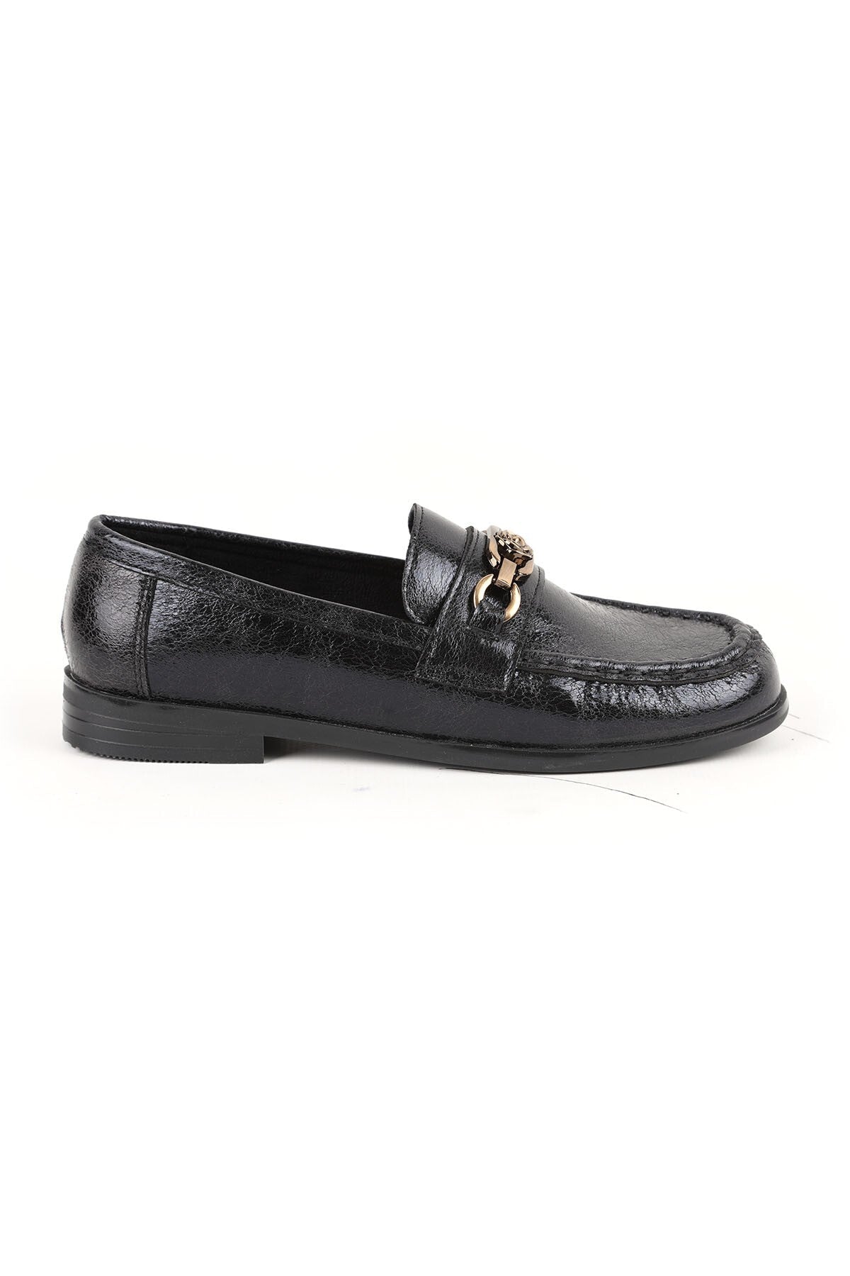 Women's Loafer Shoes Shiny Crocodile Patterned Rose Figured Metal Buckle Stylish Office Comfortable Tpu Sole 85.K012 - MALLTURK