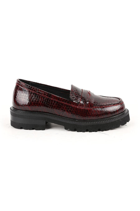 Women's Loafer Shoes Snake Print Shiny Chunky Thick Sole Slip-On L031.26102202 - MALLTURK