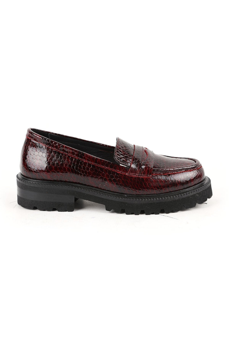 Women's Loafer Shoes Snake Print Shiny Chunky Thick Sole Slip-On L031.26102202 - MALLTURK