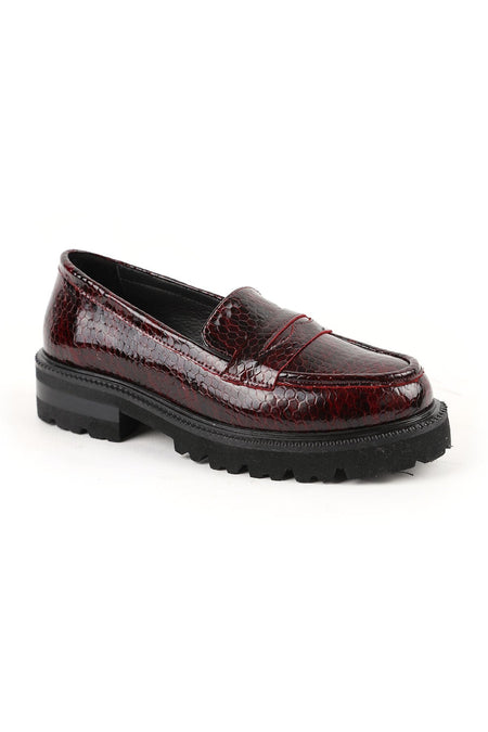 Women's Loafer Shoes Snake Print Shiny Chunky Thick Sole Slip-On L031.26102202 - MALLTURK
