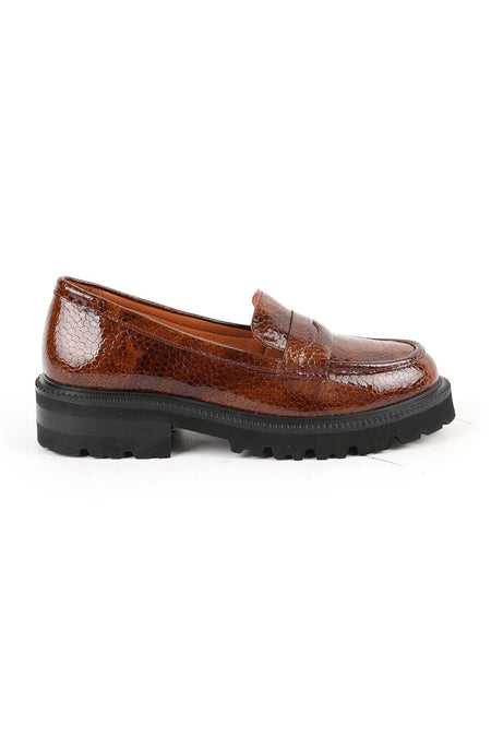 Women's Loafer Shoes Snake Print Shiny Chunky Thick Sole Slip-On L031.26102202 - MALLTURK