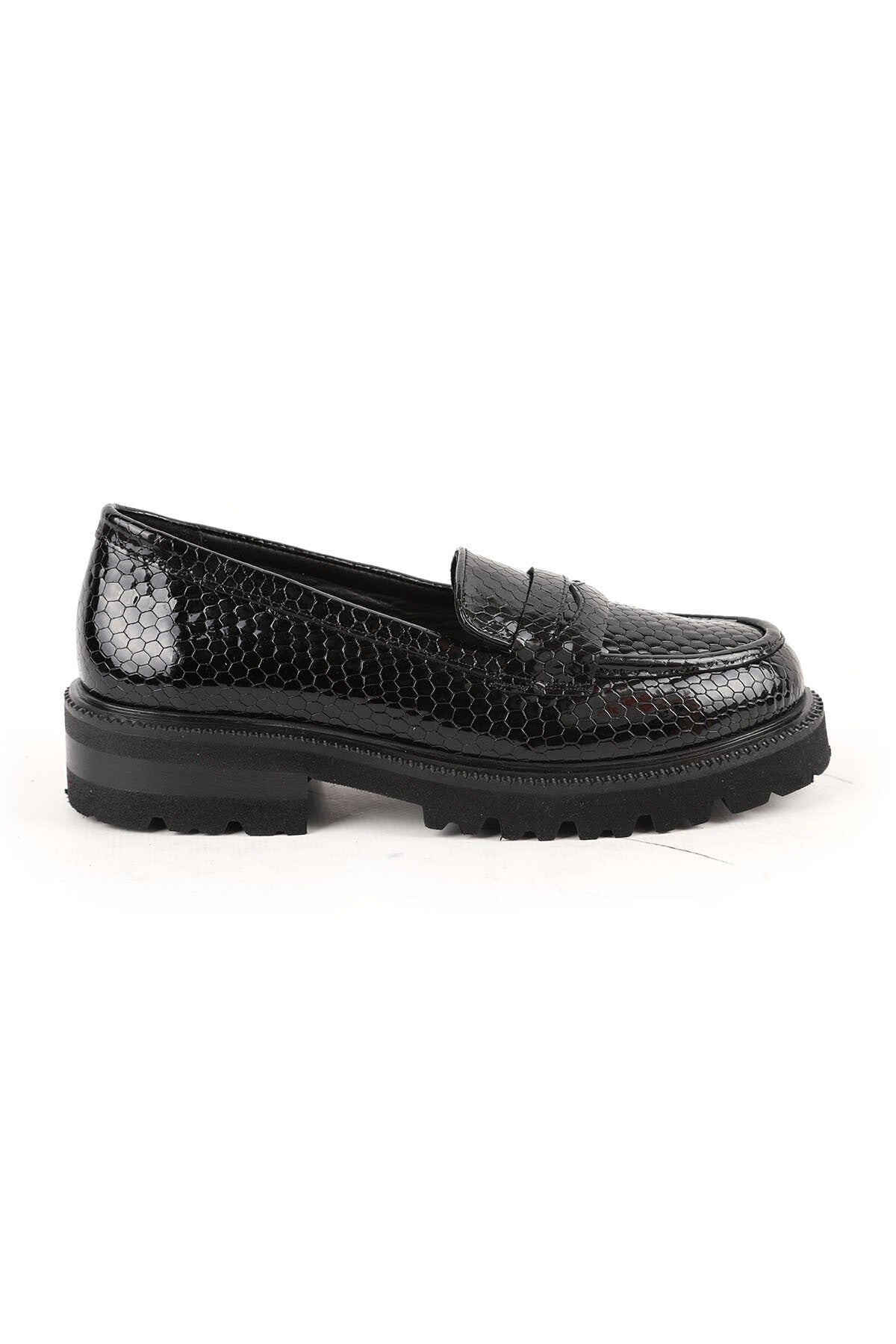 Women's Loafer Shoes Snake Print Shiny Chunky Thick Sole Slip-On L031.26102202 - MALLTURK