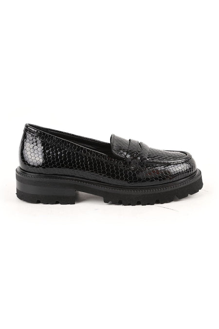 Women's Loafer Shoes Snake Print Shiny Chunky Thick Sole Slip-On L031.26102202 - MALLTURK