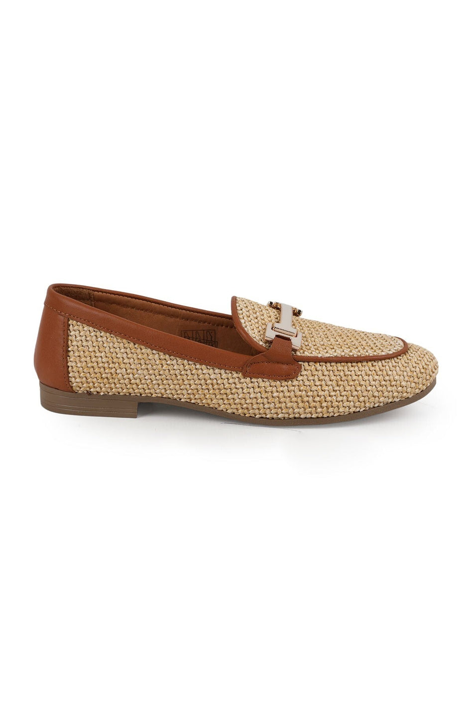 Women's Loafer Shoes Straw Textured Metal Buckle Stylish Office Daily Comfortable Thermo Sole L081.24216 - MALLTURK