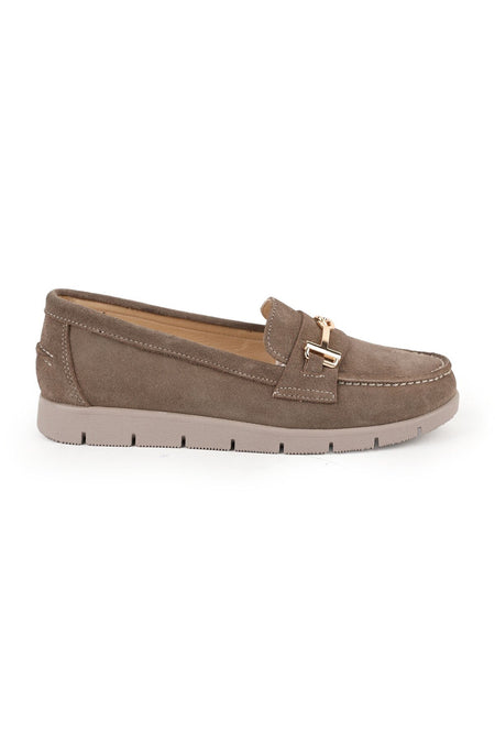 Women's Loafer Shoes Suede Metal Buckle Moccasin Stitched Lightweight Flexible Eva Sole Daily Use L076.5604-6 - MALLTURK