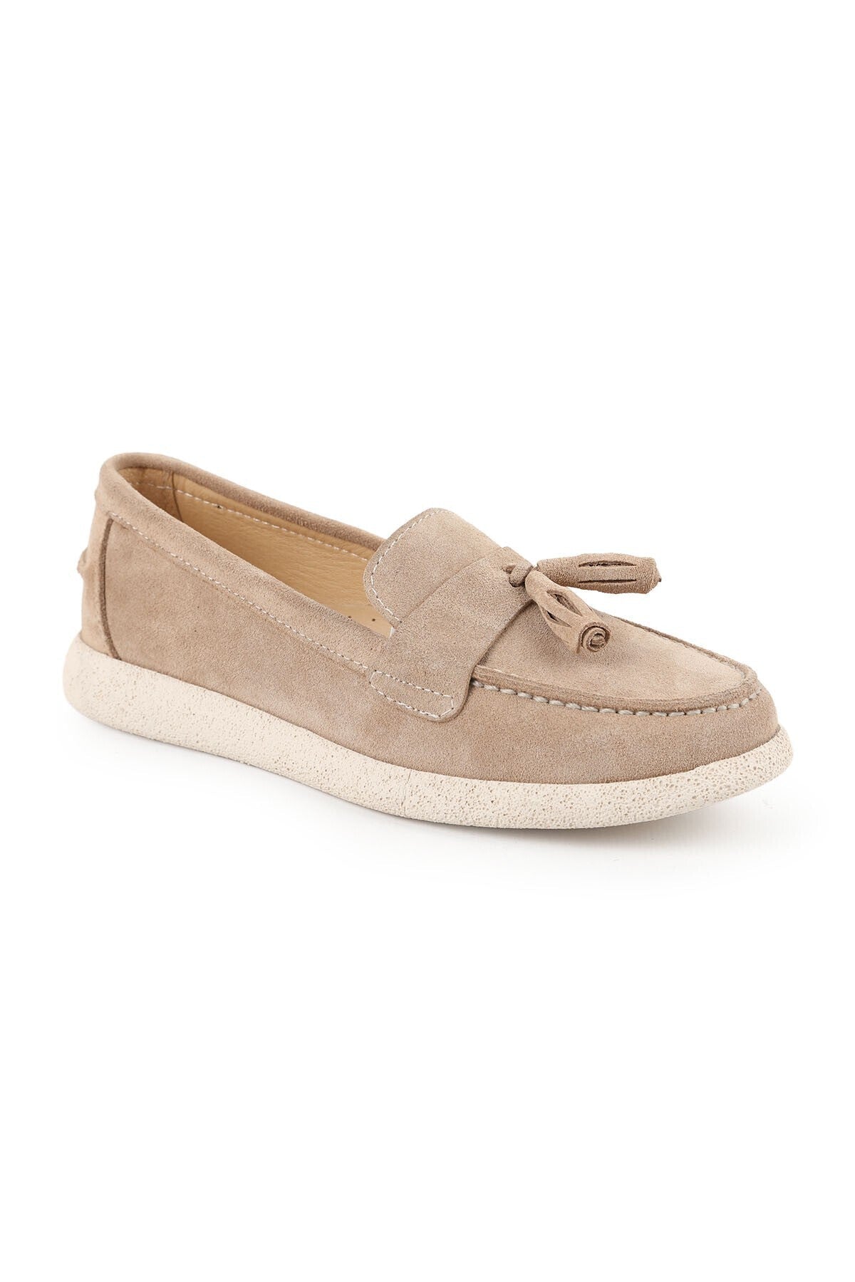 Women's Loafer Shoes Suede Tasseled Moccasin Stitched Lightweight Flexible Eva Sole Daily Use L076.5604-1 - MALLTURK