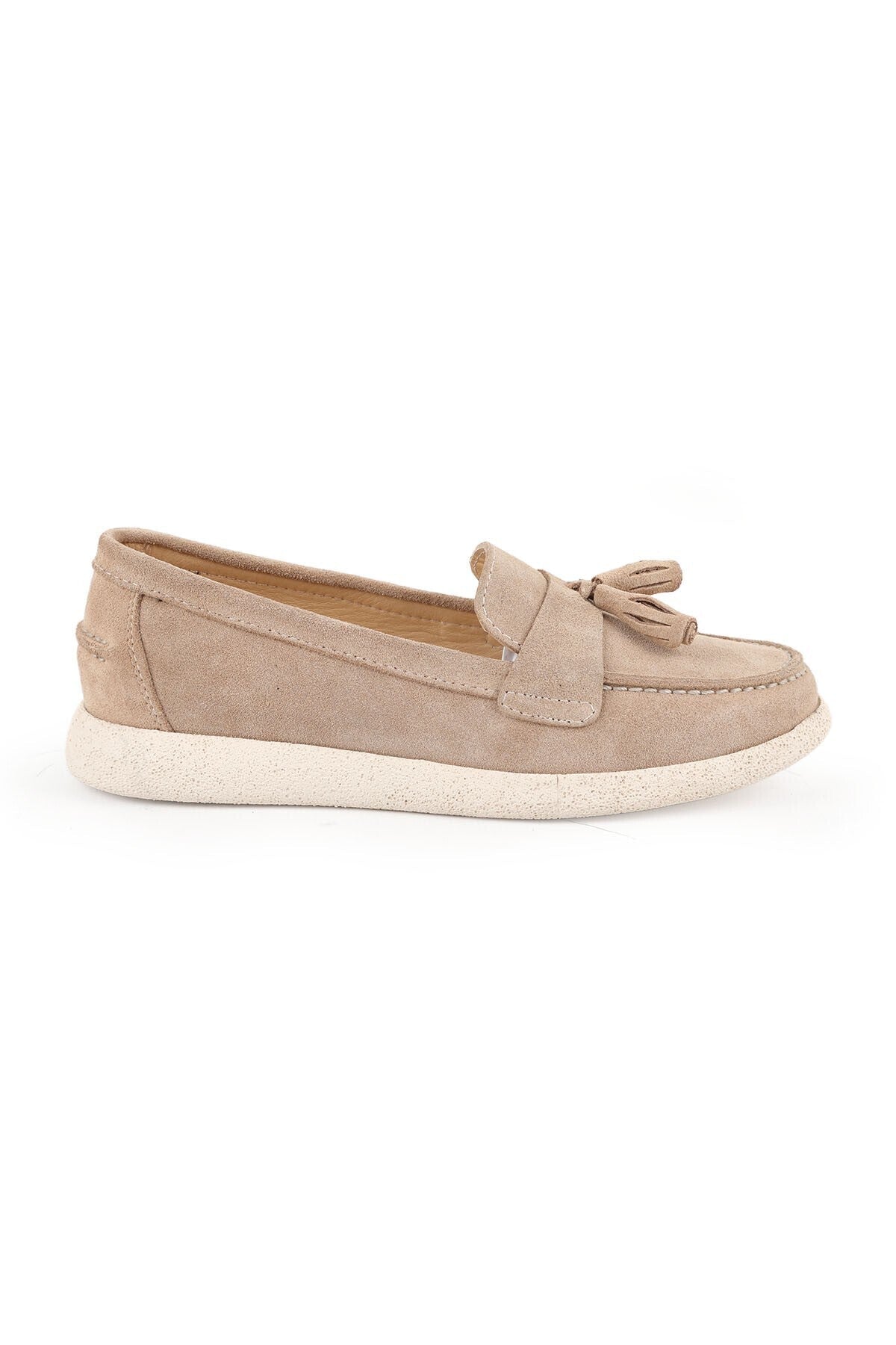 Women's Loafer Shoes Suede Tasseled Moccasin Stitched Lightweight Flexible Eva Sole Daily Use L076.5604-1 - MALLTURK