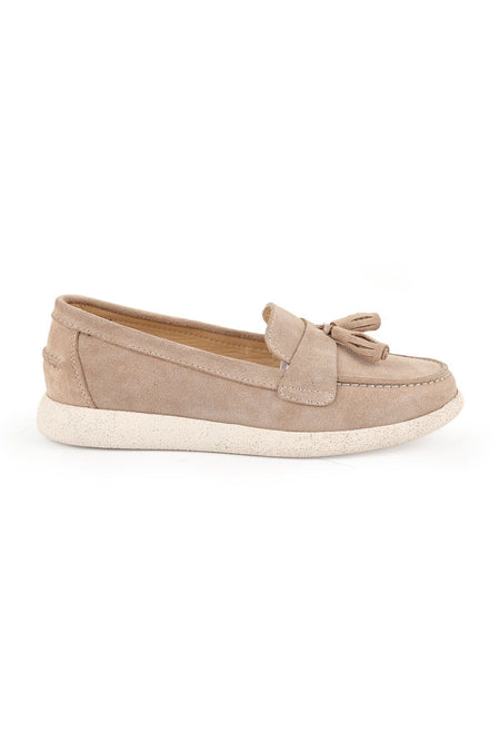 Women's Loafer Shoes Suede Tasseled Moccasin Stitched Lightweight Flexible Eva Sole Daily Use L076.5604-1 - MALLTURK