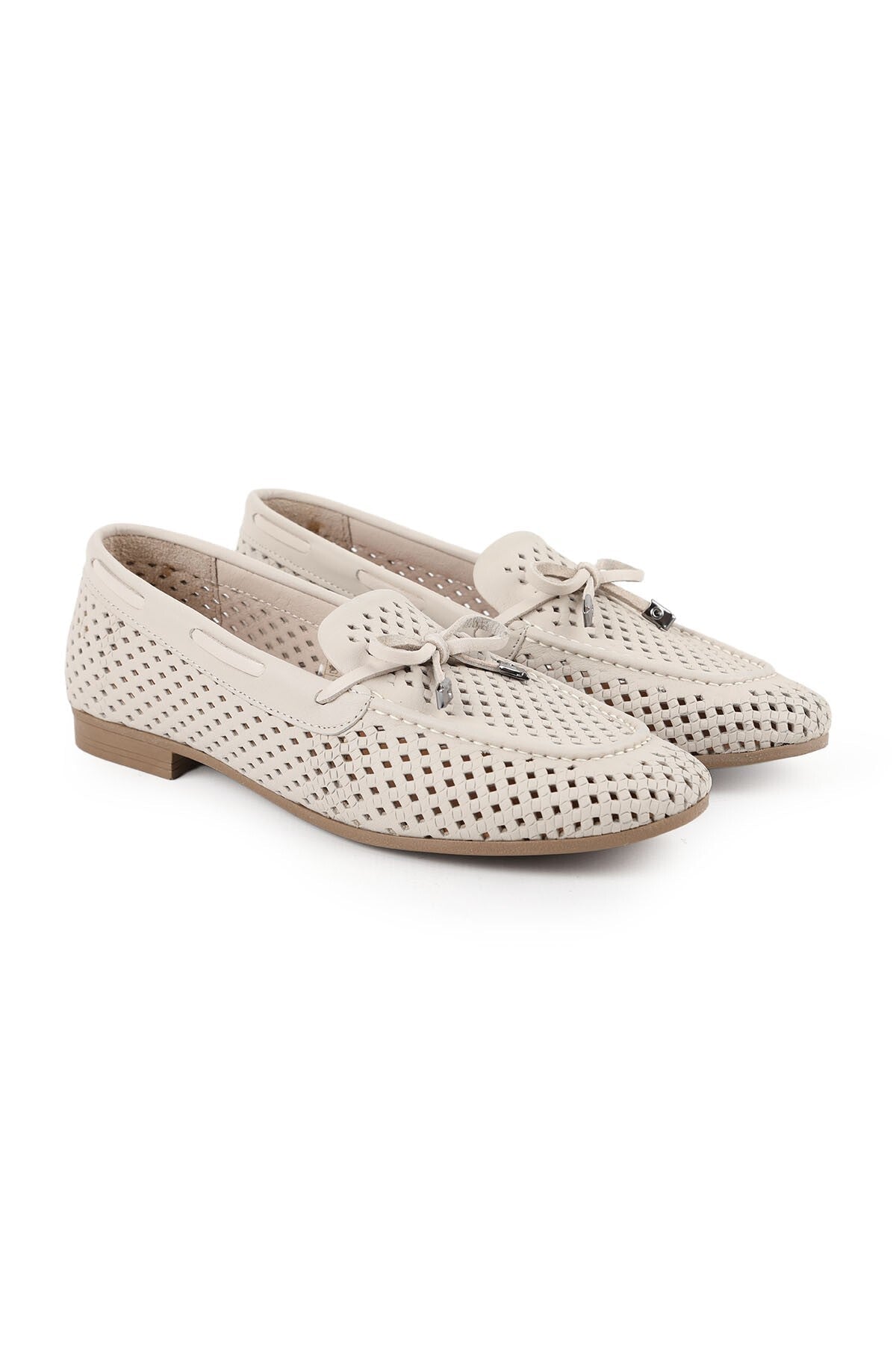 Women's Loafer Shoes Summer Laser Cut Mesh Patterned Bowknot Flexible Thermo Sole Daily L081.25218 - MALLTURK