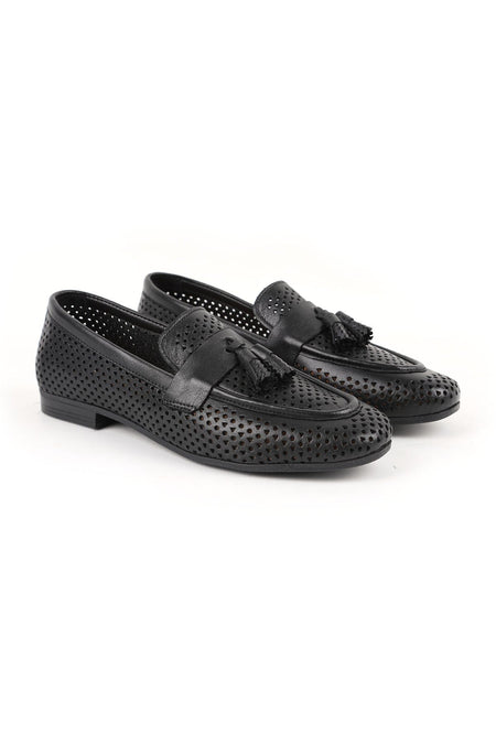 Women's Loafer Shoes Summer Laser Cut Mesh Patterned Tasseled Flexible Thermo Sole Daily L081.25204 - MALLTURK