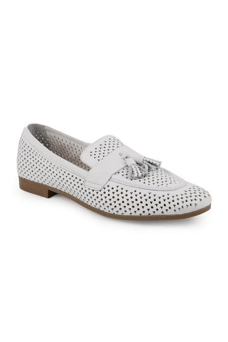 Women's Loafer Shoes Summer Laser Cut Mesh Patterned Tasseled Flexible Thermo Sole Daily L081.25204 - MALLTURK