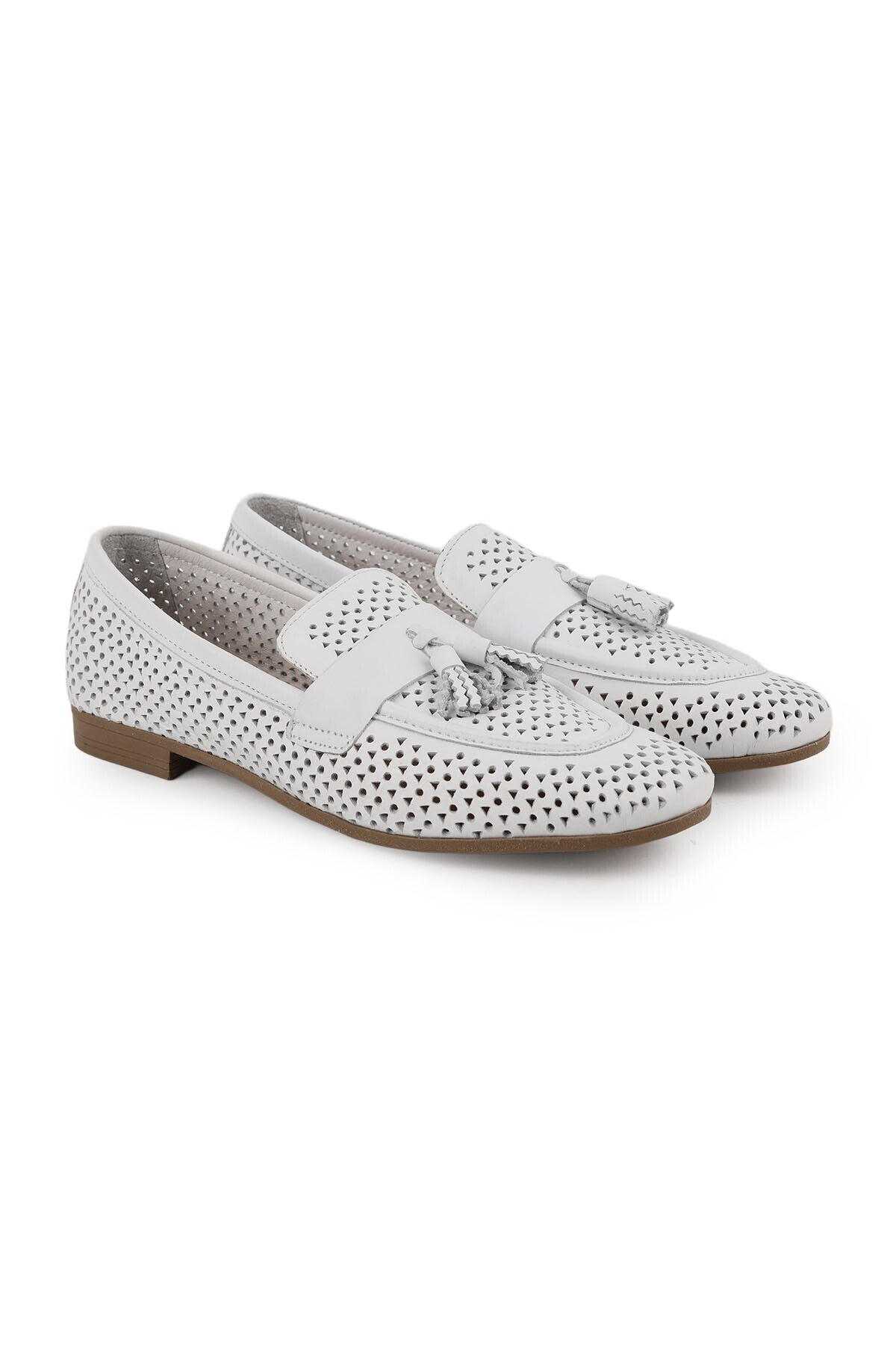 Women's Loafer Shoes Summer Laser Cut Mesh Patterned Tasseled Flexible Thermo Sole Daily L081.25204 - MALLTURK