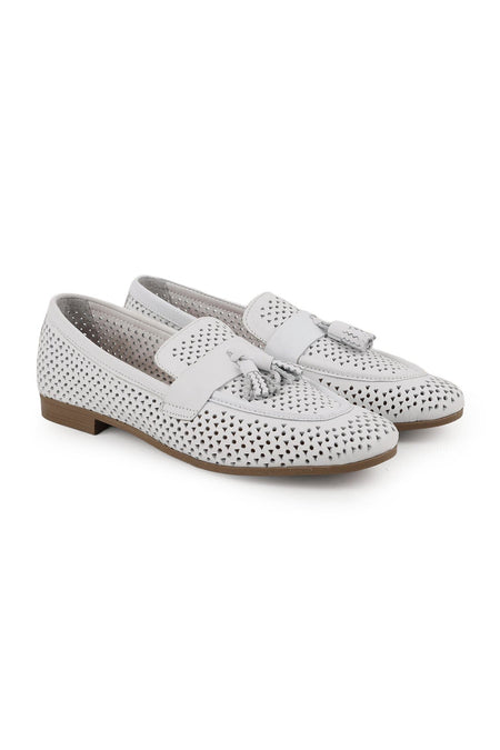 Women's Loafer Shoes Summer Laser Cut Mesh Patterned Tasseled Flexible Thermo Sole Daily L081.25204 - MALLTURK