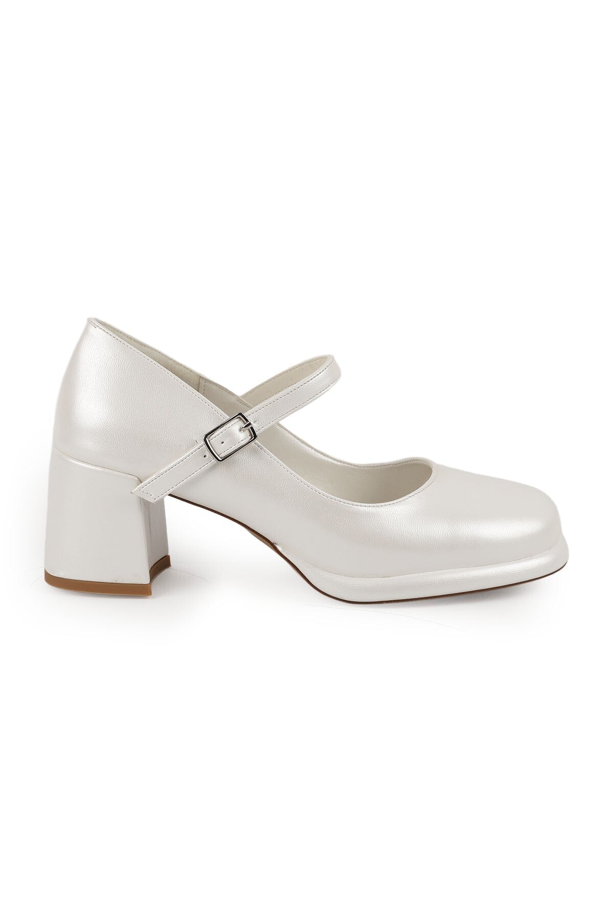 Women's Mary Jane Heeled Shoes with Thick Block Heel and Closed Toe Classic L085.K100/1 - MALLTURK