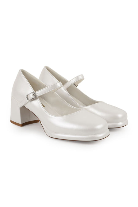 Women's Mary Jane Heeled Shoes with Thick Block Heel and Closed Toe Classic L085.K100/1 - MALLTURK