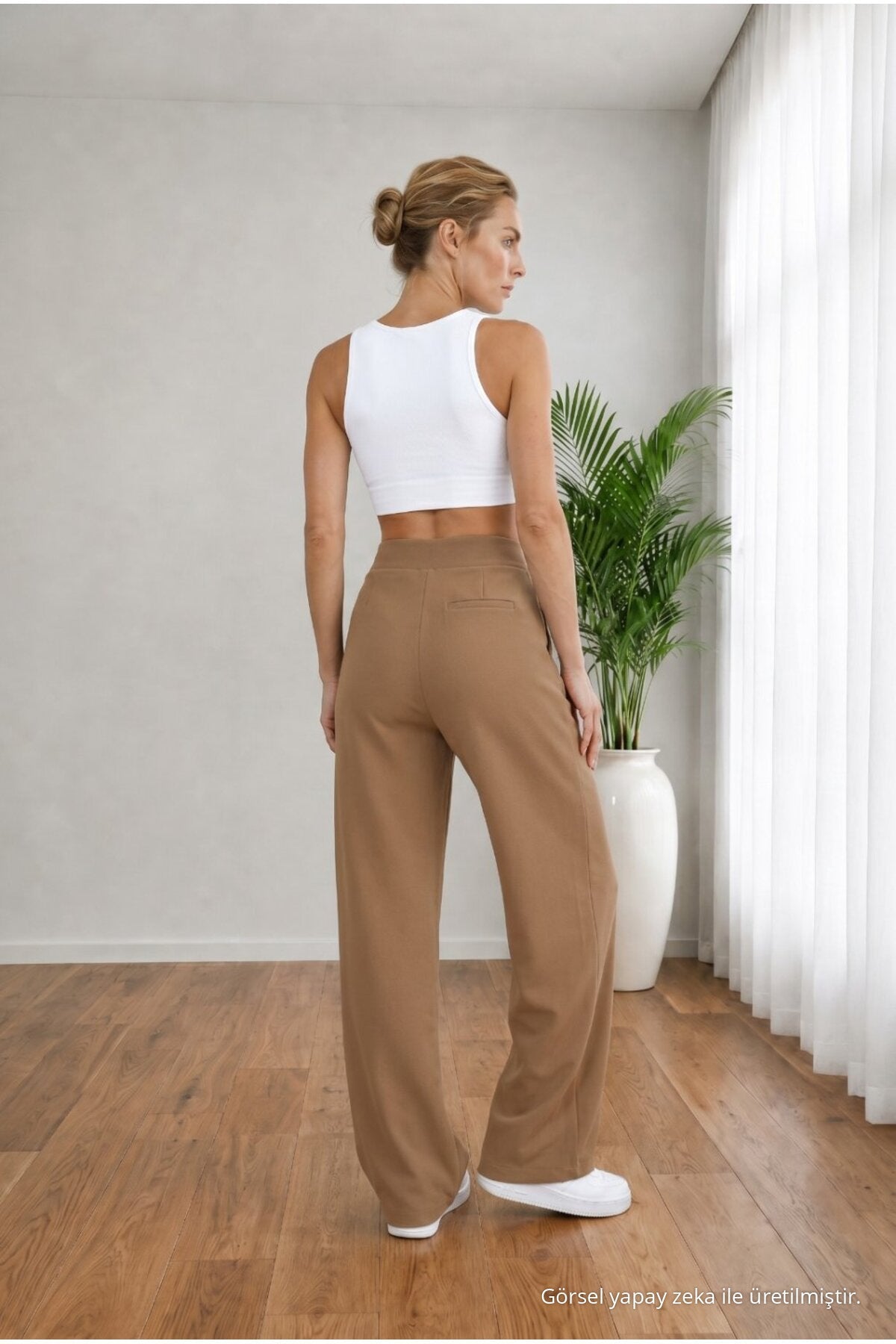 Women's Mink High Waist Loose Fit Lycra Wide Leg Palazzo Pants - MALLTURK