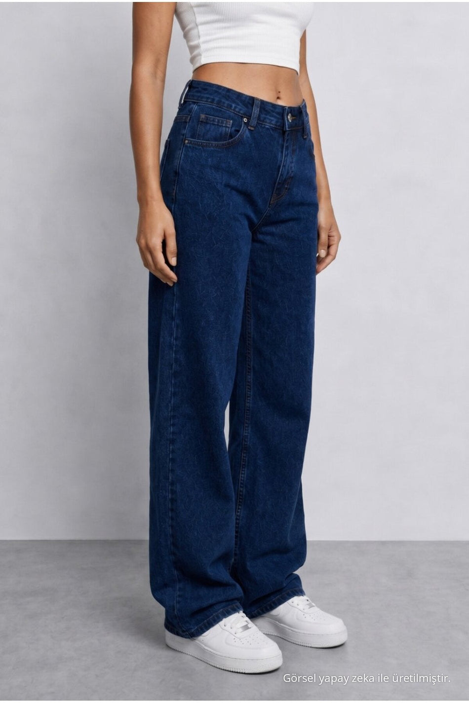 Women's Navy High Waist Wide Leg Loose Stretchy Palazzo Pants - MALLTURK