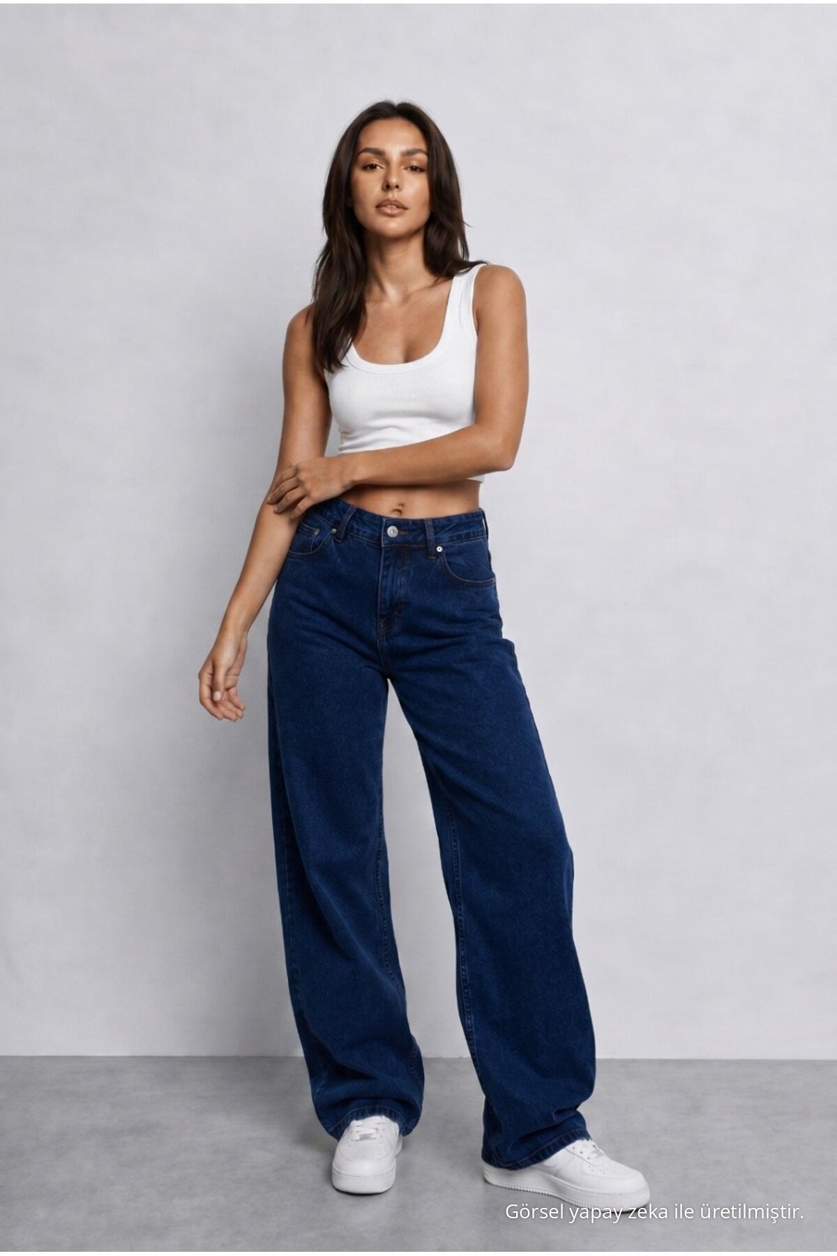 Women's Navy High Waist Wide Leg Loose Stretchy Palazzo Pants - MALLTURK