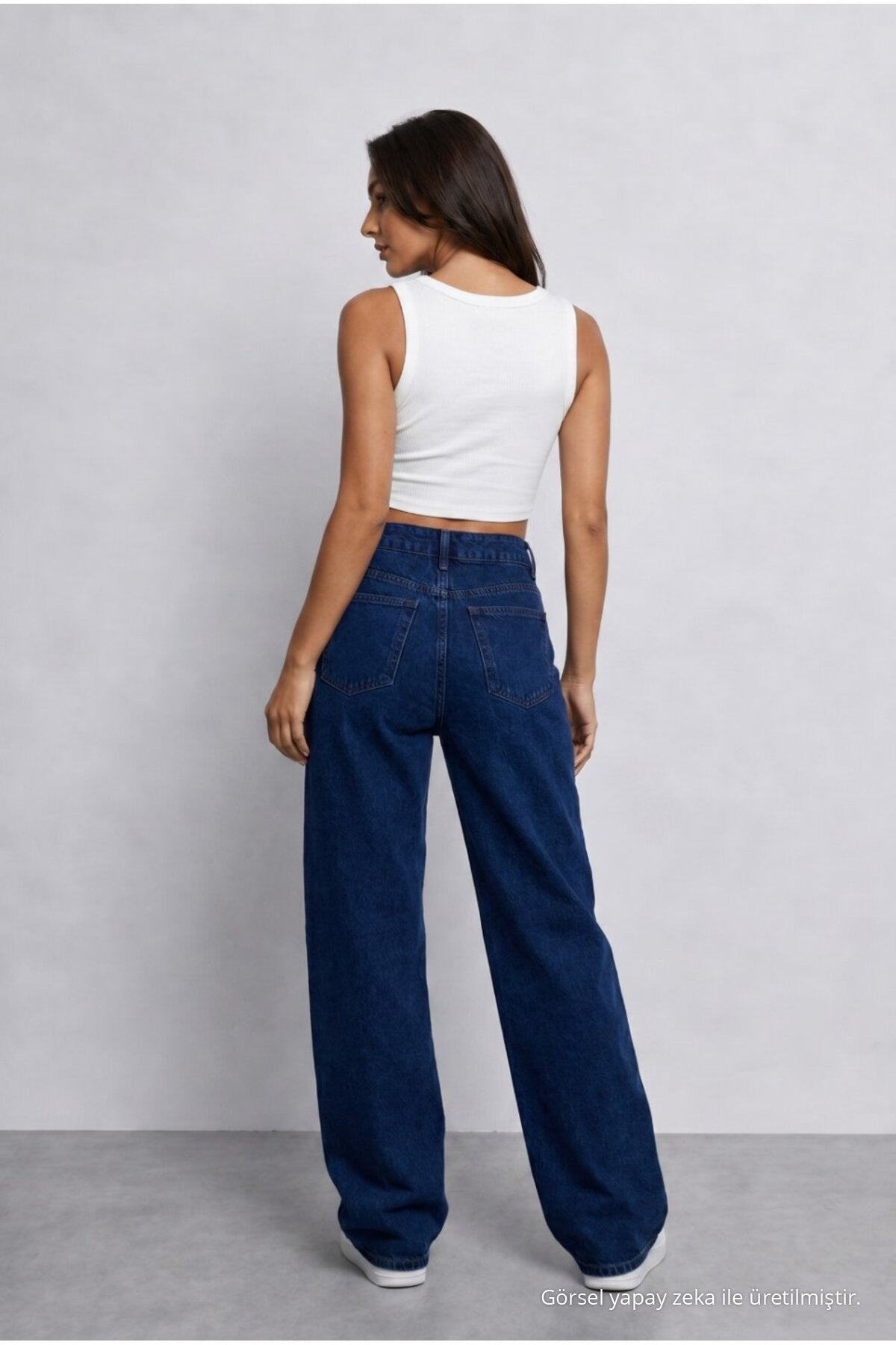 Women's Navy High Waist Wide Leg Loose Stretchy Palazzo Pants - MALLTURK