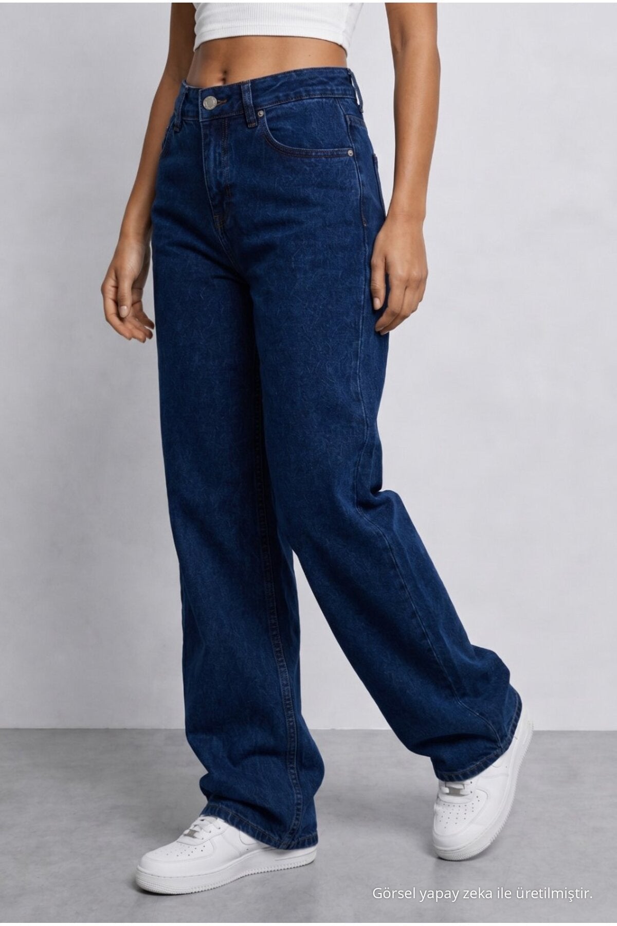 Women's Navy High Waist Wide Leg Loose Stretchy Palazzo Pants - MALLTURK
