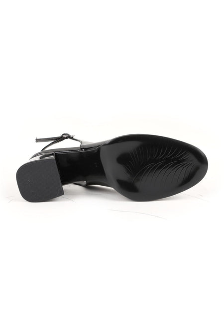 Women's Patent Leather Heeled Shoes Closed Toe Thick Heel Slingback Stylish Office Classic Jurdan Sole085K1008 - MALLTURK
